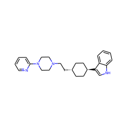 c1ccc(N2CCN(CC[C@H]3CC[C@H](c4c[nH]c5ccccc54)CC3)CC2)nc1 ZINC000100788536