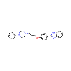 c1ccc(N2CCN(CCCOc3ccc(-c4nc5ccccc5[nH]4)cc3)CC2)cc1 ZINC000003813929