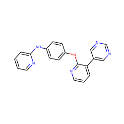 c1ccc(Nc2ccc(Oc3ncccc3-c3cncnc3)cc2)nc1 ZINC000142747376