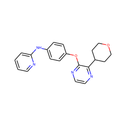 c1ccc(Nc2ccc(Oc3nccnc3C3CCOCC3)cc2)nc1 ZINC000144151689