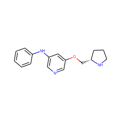 c1ccc(Nc2cncc(OC[C@@H]3CCCN3)c2)cc1 ZINC000064539732