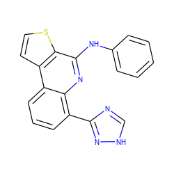 c1ccc(Nc2nc3c(-c4nc[nH]n4)cccc3c3ccsc23)cc1 ZINC000084635838