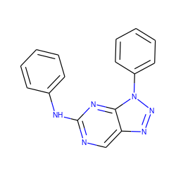 c1ccc(Nc2ncc3nnn(-c4ccccc4)c3n2)cc1 ZINC000029042522