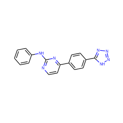 c1ccc(Nc2nccc(-c3ccc(-c4nnn[nH]4)cc3)n2)cc1 ZINC000029126281