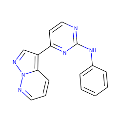 c1ccc(Nc2nccc(-c3cnn4ncccc34)n2)cc1 ZINC000012354849