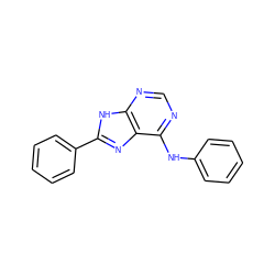 c1ccc(Nc2ncnc3[nH]c(-c4ccccc4)nc23)cc1 ZINC000058598913