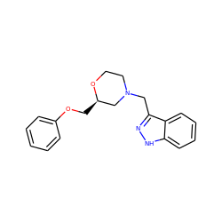 c1ccc(OC[C@@H]2CN(Cc3n[nH]c4ccccc34)CCO2)cc1 ZINC000653728679