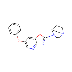 c1ccc(Oc2cnc3nc(N4CCN5CCC4CC5)oc3c2)cc1 ZINC000045375004