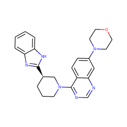 c1ccc2[nH]c([C@@H]3CCCN(c4ncnc5cc(N6CCOCC6)ccc45)C3)nc2c1 ZINC000205113350