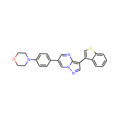 c1ccc2c(-c3cnn4cc(-c5ccc(N6CCOCC6)cc5)cnc34)csc2c1 ZINC000096270785