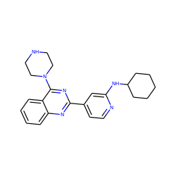 c1ccc2c(N3CCNCC3)nc(-c3ccnc(NC4CCCCC4)c3)nc2c1 ZINC000058568794