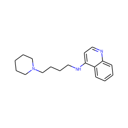 c1ccc2c(NCCCCN3CCCCC3)ccnc2c1 ZINC000013472660