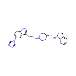 c1ccc2c(c1)CC[C@H]2NCC1CCN(CCCc2c[nH]c3ccc(-n4cnnc4)cc23)CC1 ZINC000013802614