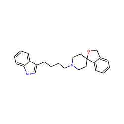 c1ccc2c(c1)COC21CCN(CCCCc2c[nH]c3ccccc23)CC1 ZINC000029570933