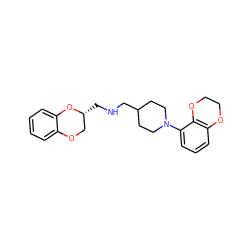 c1ccc2c(c1)OC[C@@H](CNCC1CCN(c3cccc4c3OCCO4)CC1)O2 ZINC000013799910