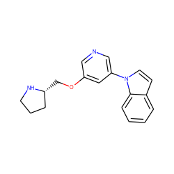 c1ccc2c(c1)ccn2-c1cncc(OC[C@@H]2CCCN2)c1 ZINC000064539798