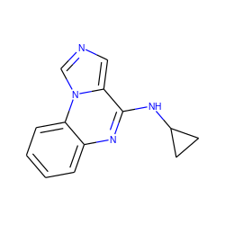 c1ccc2c(c1)nc(NC1CC1)c1cncn12 ZINC000013441447