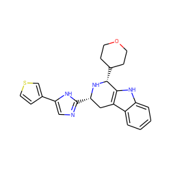 c1ccc2c3c([nH]c2c1)[C@@H](C1CCOCC1)N[C@@H](c1ncc(-c2ccsc2)[nH]1)C3 ZINC000653730828