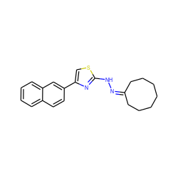 c1ccc2cc(-c3csc(NN=C4CCCCCCC4)n3)ccc2c1 ZINC000169330838