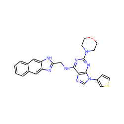 c1ccc2cc3[nH]c(CNc4nc(N5CCOCC5)nc5c4ncn5-c4ccsc4)nc3cc2c1 ZINC000096170010