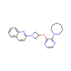 c1ccc2nc(N3CC(Oc4nccnc4N4CCCCCC4)C3)ccc2c1 ZINC000096168713