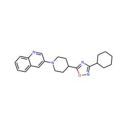 c1ccc2ncc(N3CCC(c4nc(C5CCCCC5)no4)CC3)cc2c1 ZINC000040893516