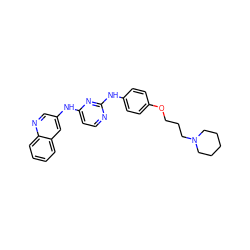 c1ccc2ncc(Nc3ccnc(Nc4ccc(OCCCN5CCCCC5)cc4)n3)cc2c1 ZINC000038452660