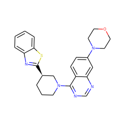 c1ccc2sc([C@@H]3CCCN(c4ncnc5cc(N6CCOCC6)ccc45)C3)nc2c1 ZINC000199424065