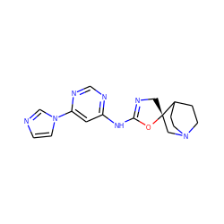 c1cn(-c2cc(NC3=NC[C@@]4(CN5CCC4CC5)O3)ncn2)cn1 ZINC000114088213