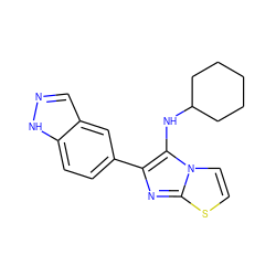 c1cn2c(NC3CCCCC3)c(-c3ccc4[nH]ncc4c3)nc2s1 ZINC000066073643