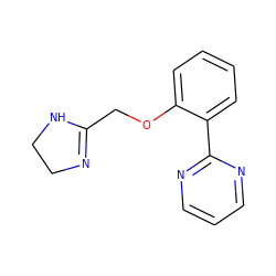 c1cnc(-c2ccccc2OCC2=NCCN2)nc1 ZINC000013437813