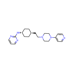 c1cnc(N[C@H]2CC[C@H](CCN3CCN(c4ccncc4)CC3)CC2)nc1 ZINC000253712098