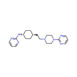 c1cnc(N[C@H]2CC[C@H](CCN3CCN(c4ncccn4)CC3)CC2)nc1 ZINC000253793068