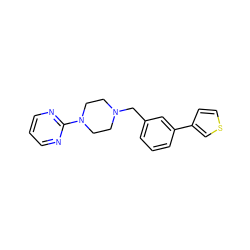 c1cnc(N2CCN(Cc3cccc(-c4ccsc4)c3)CC2)nc1 ZINC000026168409