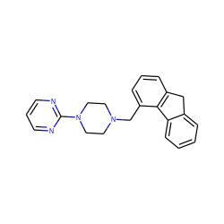 c1cnc(N2CCN(Cc3cccc4c3-c3ccccc3C4)CC2)nc1 ZINC000026166881