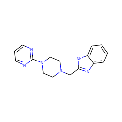 c1cnc(N2CCN(Cc3nc4ccccc4[nH]3)CC2)nc1 ZINC000013581145