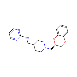 c1cnc(NCC2CCN(C[C@@H]3COc4ccccc4O3)CC2)nc1 ZINC000013799873