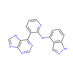 c1cnc(Nc2cccc3[nH]ncc23)c(-c2ncnc3nc[nH]c23)c1 ZINC000095554296