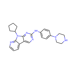 c1cnc2c(c1)c1cnc(Nc3ccc(N4CCNCC4)cc3)nc1n2C1CCCC1 ZINC000117686915