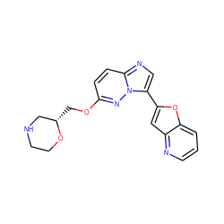 c1cnc2cc(-c3cnc4ccc(OC[C@H]5CNCCO5)nn34)oc2c1 ZINC000205344236