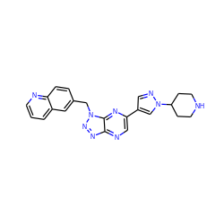 c1cnc2ccc(Cn3nnc4ncc(-c5cnn(C6CCNCC6)c5)nc43)cc2c1 ZINC000095556285