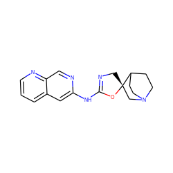 c1cnc2cnc(NC3=NC[C@@]4(CN5CCC4CC5)O3)cc2c1 ZINC001772606485