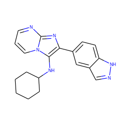 c1cnc2nc(-c3ccc4[nH]ncc4c3)c(NC3CCCCC3)n2c1 ZINC000063298286