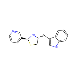 c1cncc([C@H]2N[C@H](Cc3c[nH]c4ccccc34)CS2)c1 ZINC000013737567