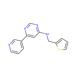 c1cncc(-c2cc(NCc3cccs3)ncn2)c1 ZINC000004266533