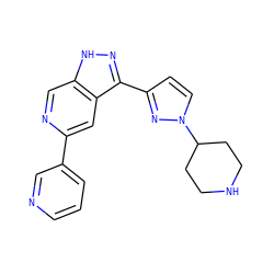 c1cncc(-c2cc3c(-c4ccn(C5CCNCC5)n4)n[nH]c3cn2)c1 ZINC000205257100