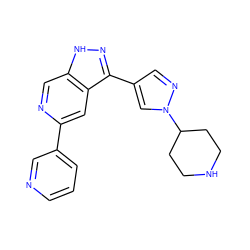 c1cncc(-c2cc3c(-c4cnn(C5CCNCC5)c4)n[nH]c3cn2)c1 ZINC000205253669