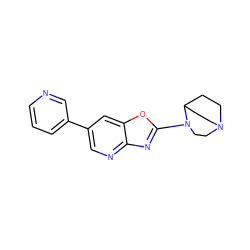 c1cncc(-c2cnc3nc(N4CCN5CCC4CC5)oc3c2)c1 ZINC000045365020