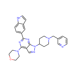 c1cncc(CN2CCC(n3ncc4c(N5CCOCC5)nc(-c5ccc6[nH]ccc6c5)nc43)CC2)c1 ZINC000045315610