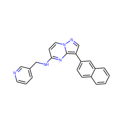 c1cncc(CNc2ccn3ncc(-c4ccc5ccccc5c4)c3n2)c1 ZINC000096286352